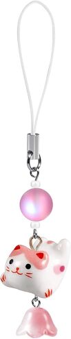 Agromusk Cat Phone Charms ، Kitty Lucky Kitty Bededited مع حزام هاتف زهرة ، Kawaii Y2K Decor Decor in Kuwait