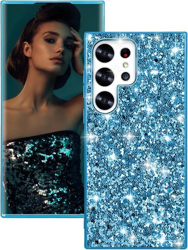 Silicone Case for Samsung Galaxy S25 Ultra 5G Case Glitter Sparkle Bling,Hybrid Matte Back Case High Impact Heavy Duty Shockproof Protective Cover for Samsung S25 Ultra Cute Case for Women (Red) in Saudi Arabia