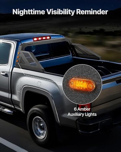 رف مطاردة VEVOR Truck Roll Bar Chase قابل للتعديل مع 6 مصابيح علامة جانبية مساعدة كهرمانية، مناسب عالميًا للشاحنات الصغيرة in Kuwait