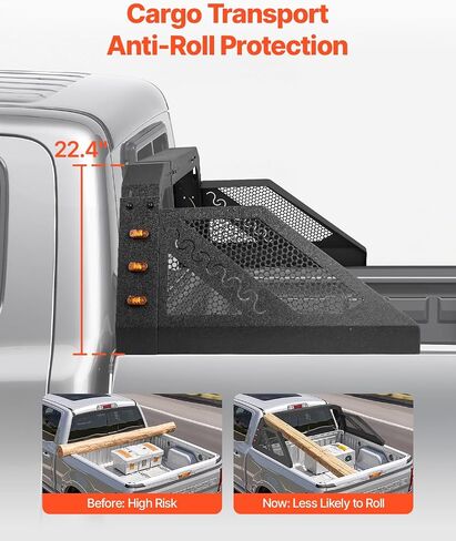 رف مطاردة VEVOR Truck Roll Bar Chase قابل للتعديل مع 6 مصابيح علامة جانبية مساعدة كهرمانية، مناسب عالميًا للشاحنات الصغيرة in Kuwait