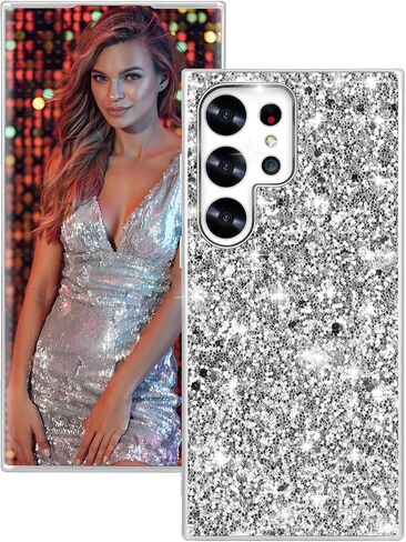 Silicone Case for Samsung Galaxy S25 Ultra 5G Case Glitter Sparkle Bling,Hybrid Matte Back Case High Impact Heavy Duty Shockproof Protective Cover for Samsung S25 Ultra Cute Case for Women (Red) in Saudi Arabia