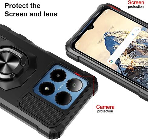 for Boost Summit 5G Phone Case with Tempered Glass Screen Protector,Military Grade Heavy Duty Shockproof Protective Cover,with Ring Kickstand (Boost Summit 5G,Black) in Saudi Arabia