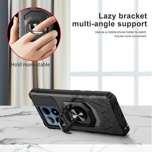 for Boost Summit 5G Phone Case with Tempered Glass Screen Protector,Military Grade Heavy Duty Shockproof Protective Cover,with Ring Kickstand (Boost Summit 5G,Black) in Saudi Arabia