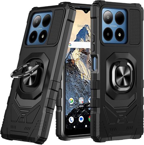 for Boost Summit 5G Phone Case with Tempered Glass Screen Protector,Military Grade Heavy Duty Shockproof Protective Cover,with Ring Kickstand (Boost Summit 5G,Black) in Saudi Arabia