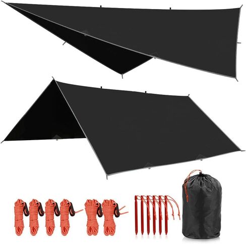 REDCAMP Hammock Rain Fly Camping Tarp Waterproof, 10x10ft Lightweight Backpacking Rain Tarp Shelter for Hiking Outdoor, Green in Kuwait