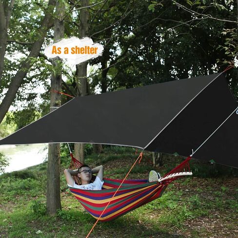 REDCAMP Hammock Rain Fly Camping Tarp Waterproof, 10x10ft Lightweight Backpacking Rain Tarp Shelter for Hiking Outdoor, Green in Kuwait