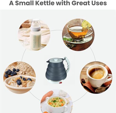 Travel Kettle Portable Electric Kettle, Travel Hot Water Kettle Electric, Portable Kettle for Travel, Collpasible Tea Kettle, Food Grade Silicone, Auto Shut off and Keep Warm, 110V 555ml Green in Saudi Arabia