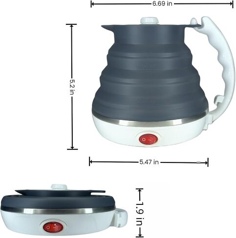 Travel Kettle Portable Electric Kettle, Travel Hot Water Kettle Electric, Portable Kettle for Travel, Collpasible Tea Kettle, Food Grade Silicone, Auto Shut off and Keep Warm, 110V 555ml Green in Saudi Arabia