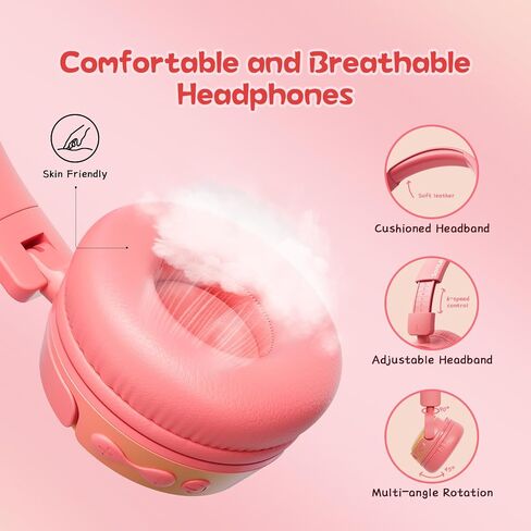 S62 Kids Bluetooth Headphones, Wireless Headphones for Kids Over Ear with Microphone, 85/94dB Volume Limiter Headphones for Girls Boys, Foldable Headphones for Learning & Entertainment-Blue in Saudi Arabia