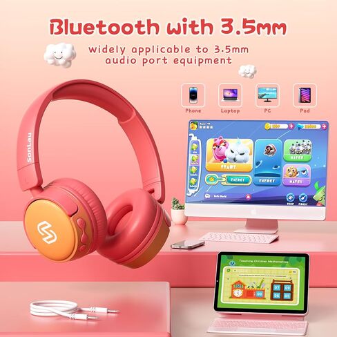S62 Kids Bluetooth Headphones, Wireless Headphones for Kids Over Ear with Microphone, 85/94dB Volume Limiter Headphones for Girls Boys, Foldable Headphones for Learning & Entertainment-Blue in Saudi Arabia