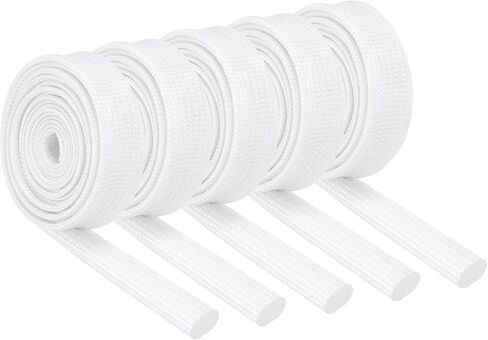 MECCANIXITY 5Pcs Insulation Braided Cable Sleeve,3.3Ft-9⁄16 Inch ID White, High Temp Silicone Coated Fiberglass Sleeving for Cable Wrap, Automotive Hose Lines Electrical Wiring Protection in Saudi Arabia