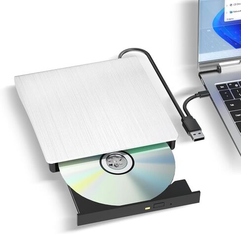 محرك أقراص DVD الخارجي ، محرك أقراص مضغوطة USB 3.0 Type-C ، CD ROM +/- RW CD & DVD محركات أقراص DVD ، مشغل أقراص مضغوطة خارجي متوافق مع جهاز سطح المكتب المحمول MAC Windux (أسود) in Kuwait
