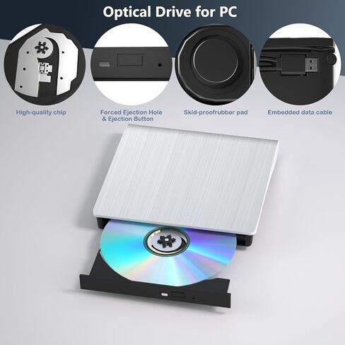 محرك أقراص DVD الخارجي ، محرك أقراص مضغوطة USB 3.0 Type-C ، CD ROM +/- RW CD & DVD محركات أقراص DVD ، مشغل أقراص مضغوطة خارجي متوافق مع جهاز سطح المكتب المحمول MAC Windux (أسود) in Kuwait