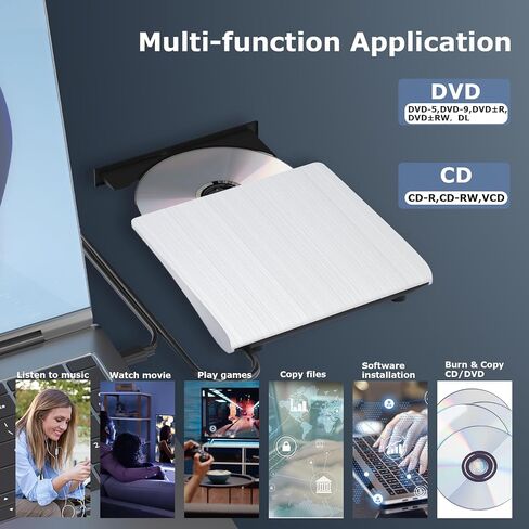 محرك أقراص DVD الخارجي ، محرك أقراص مضغوطة USB 3.0 Type-C ، CD ROM +/- RW CD & DVD محركات أقراص DVD ، مشغل أقراص مضغوطة خارجي متوافق مع جهاز سطح المكتب المحمول MAC Windux (أسود) in Kuwait