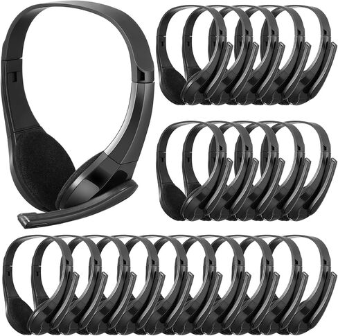20 Pack Classroom Headones with Microphone Bulk 3.5mm Jack on ear steries extreal with mic mic leadphones for school school library computer computer election most (multicolor) in Kuwait