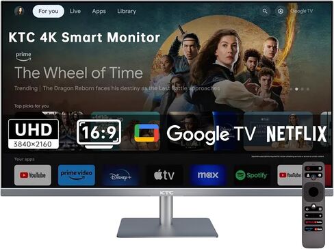 32 Inch 4K Smart Monitor, Google TV System UHD (3840x 2160) Smart TV with Speakers, Netflix Licensed, Type-C 65W PD, WirelessDisplay, HDR, Bluetooth, Hey Google Voice Remot, VESA Support, A32Q8 in Saudi Arabia