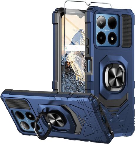 for Boost Summit 5G Phone Case with Tempered Glass Screen Protector,Military Grade Heavy Duty Shockproof Protective Cover,with Ring Kickstand (Boost Summit 5G,Black) in Saudi Arabia