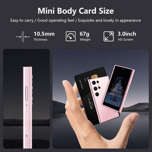 Mini Smartphone 3G Unlocked Mini Phone Kid's Smartphone 3.0'' HD Touch Screen World's Smallest Phone 1000mAh Battery Dual SIM Little Mobile Phone with Face ID Pocket Child Cellphone 2GB+16GB Black in Saudi Arabia