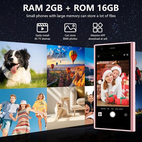 Mini Smartphone 3G Unlocked Mini Phone Kid's Smartphone 3.0'' HD Touch Screen World's Smallest Phone 1000mAh Battery Dual SIM Little Mobile Phone with Face ID Pocket Child Cellphone 2GB+16GB Black in Saudi Arabia