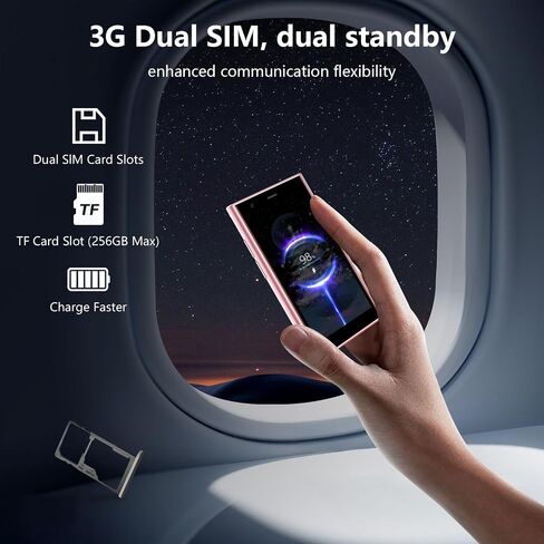 Mini Smartphone 3G Unlocked Mini Phone Kid's Smartphone 3.0'' HD Touch Screen World's Smallest Phone 1000mAh Battery Dual SIM Little Mobile Phone with Face ID Pocket Child Cellphone 2GB+16GB Black in Saudi Arabia