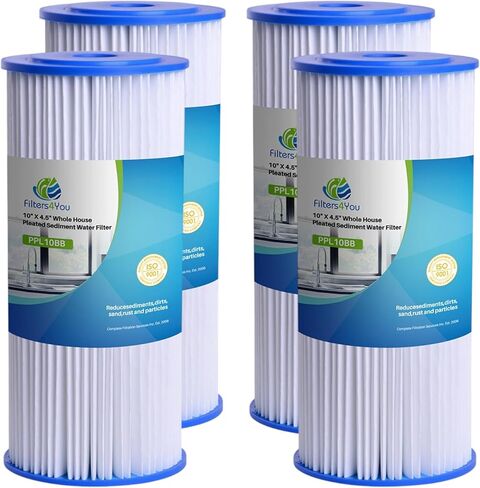 CFS خدمات الترشيح الكاملة EST.2006 متوافقة مع HDX HDX4PF4 مرشح مياه المنزل بأكمله المطوي عالي التدفق: يقلل من الرواسب - مرشحات مياه 30 ميكرون، عبوة من قطعتين in Saudi Arabia