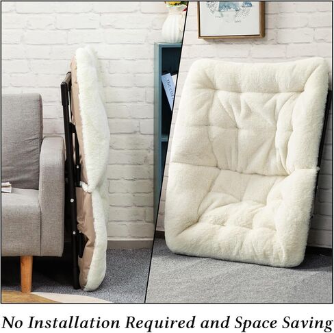HollyHOME X-Large Saucer Chair, Comfy Oversized Folding Chair, Faux-Fur Reading Chair for Teens, Adults, Foldable Accent Lazy Chair, Metal Frame Lounge Chair for Living Room, Bedroom, Dorm, Grey in Kuwait