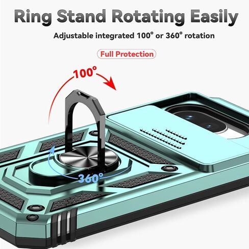 لحالة Pixel 9A ، مع حامي شاشة HD Cover Cover Cover ، [الصف العسكري] Ring Car Mount Kickstand Hybrid Hard PC Soft TPU Screatbroof Procreshing for Google Pixel 9A ، Black in Kuwait