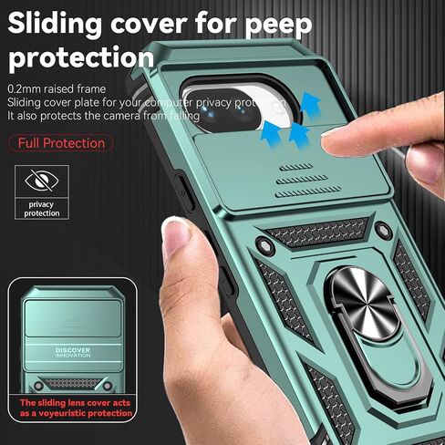 لحالة Pixel 9A ، مع حامي شاشة HD Cover Cover Cover ، [الصف العسكري] Ring Car Mount Kickstand Hybrid Hard PC Soft TPU Screatbroof Procreshing for Google Pixel 9A ، Black in Kuwait