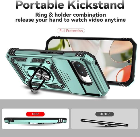 لحالة Pixel 9A ، مع حامي شاشة HD Cover Cover Cover ، [الصف العسكري] Ring Car Mount Kickstand Hybrid Hard PC Soft TPU Screatbroof Procreshing for Google Pixel 9A ، Black in Kuwait