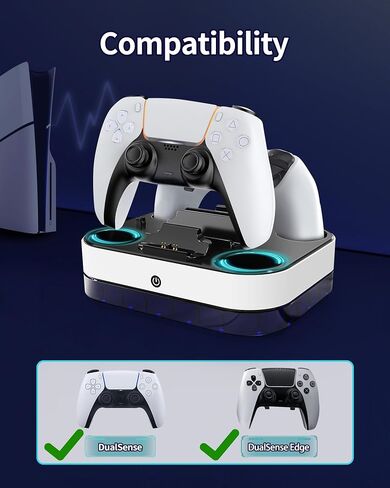 PS5 Controller Charger Station, PS5 Controller Charger with Dual Fast Charging Dock Compatible with PlayStation 5 DualSense Edge Controller, Charging Station with RGB Light 3Hrs Chargers 30% Faster in Saudi Arabia