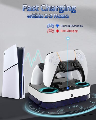 PS5 Controller Charger Station, PS5 Controller Charger with Dual Fast Charging Dock Compatible with PlayStation 5 DualSense Edge Controller, Charging Station with RGB Light 3Hrs Chargers 30% Faster in Saudi Arabia