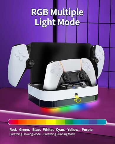 PS5 Controller Charger Station, PS5 Controller Charger with Dual Fast Charging Dock Compatible with PlayStation 5 DualSense Edge Controller, Charging Station with RGB Light 3Hrs Chargers 30% Faster in Saudi Arabia