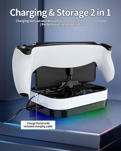 PS5 Controller Charger Station, PS5 Controller Charger with Dual Fast Charging Dock Compatible with PlayStation 5 DualSense Edge Controller, Charging Station with RGB Light 3Hrs Chargers 30% Faster in Saudi Arabia