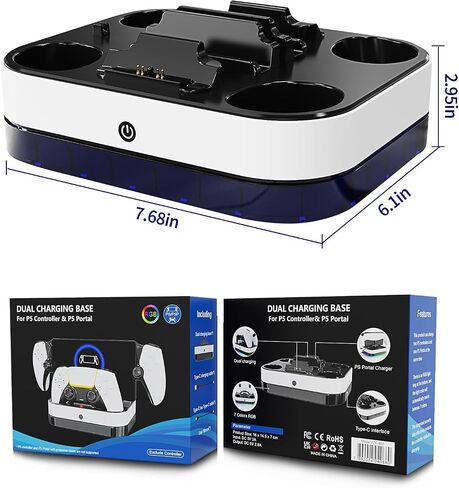 PS5 Controller Charger Station, PS5 Controller Charger with Dual Fast Charging Dock Compatible with PlayStation 5 DualSense Edge Controller, Charging Station with RGB Light 3Hrs Chargers 30% Faster in Saudi Arabia