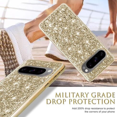 Silicone Case for Google Pixel 9 Pro XL 5G Case Glitter Sparkle Bling, Hybrid Matte Back Case High Impact Heavy Duty Shockproof Protective Cover for Google 9 Pro XL Cute Case for Women (Rose Gold) in Saudi Arabia