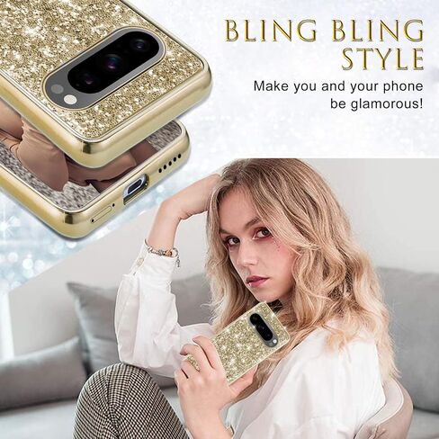Silicone Case for Google Pixel 9 Pro XL 5G Case Glitter Sparkle Bling, Hybrid Matte Back Case High Impact Heavy Duty Shockproof Protective Cover for Google 9 Pro XL Cute Case for Women (Rose Gold) in Saudi Arabia