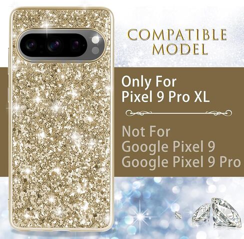 Silicone Case for Google Pixel 9 Pro XL 5G Case Glitter Sparkle Bling, Hybrid Matte Back Case High Impact Heavy Duty Shockproof Protective Cover for Google 9 Pro XL Cute Case for Women (Rose Gold) in Saudi Arabia