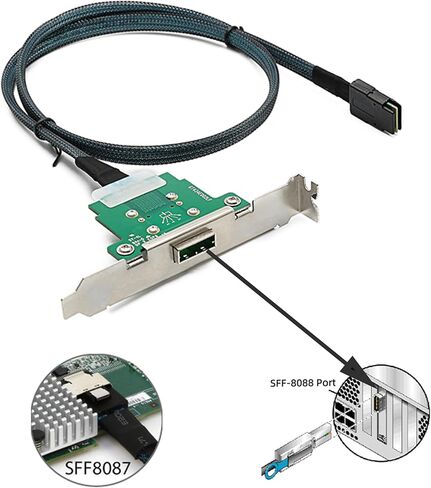 mSAS Cable SFF-8087 Straight to SFF-8087 Front for SAS/RAID Controllers, HDD, Backplanes and Server, 28 in. in Kuwait