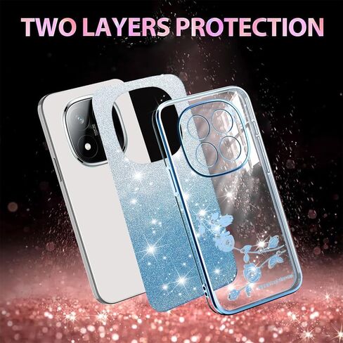for Xiaomi Redmi Note 14 Pro+ Plus 5G Case Glitter with Crossbody Lanyard Strap for Women Girls, Sparkle Bling Shiny Girly Cover Cute Flowers Floral Case for Redmi Note 14 Pro Plus YSS Purple in Saudi Arabia