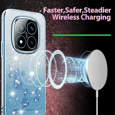 for Xiaomi Redmi Note 14 Pro+ Plus 5G Case Glitter with Crossbody Lanyard Strap for Women Girls, Sparkle Bling Shiny Girly Cover Cute Flowers Floral Case for Redmi Note 14 Pro Plus YSS Purple in Saudi Arabia