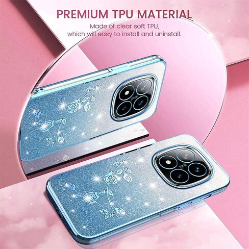 for Xiaomi Redmi Note 14 Pro+ Plus 5G Case Glitter with Crossbody Lanyard Strap for Women Girls, Sparkle Bling Shiny Girly Cover Cute Flowers Floral Case for Redmi Note 14 Pro Plus YSS Purple in Saudi Arabia