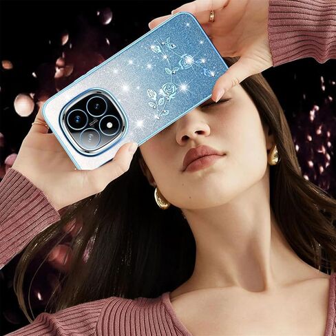 for Xiaomi Redmi Note 14 Pro+ Plus 5G Case Glitter with Crossbody Lanyard Strap for Women Girls, Sparkle Bling Shiny Girly Cover Cute Flowers Floral Case for Redmi Note 14 Pro Plus YSS Purple in Saudi Arabia
