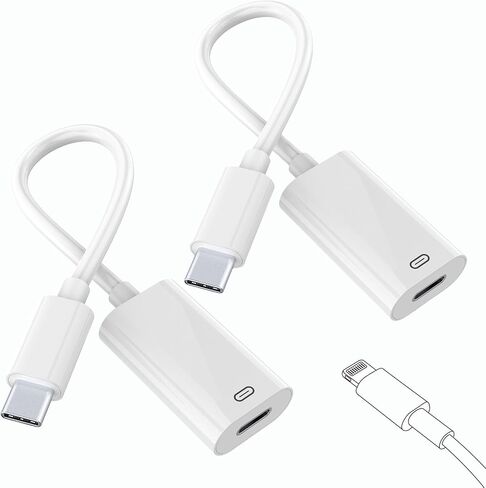 Lightning to USB C Adapter Audio Headphone ,PD Fast Charging USB Type C Male to Lightning Female Earphone Converter Data Transfer Compatible with i-Phone 16/16Pro/15/15Pro, i-Pad Pro, MacBook in Saudi Arabia