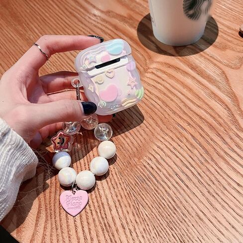 MINSCOSE Compatible with Airpods 4 Clear Case,Cute 3D Stars Pattern Design with Love Heart Keychain, Soft TPU Protective Shockproof Case for Airpods 4 for Girls Teens Women in Saudi Arabia