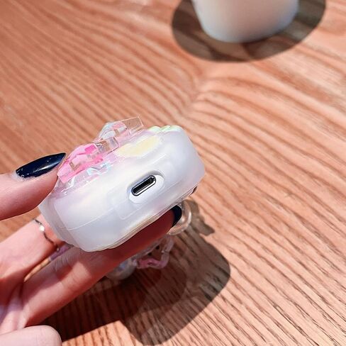 MINSCOSE Compatible with Airpods 4 Clear Case,Cute 3D Stars Pattern Design with Love Heart Keychain, Soft TPU Protective Shockproof Case for Airpods 4 for Girls Teens Women in Saudi Arabia
