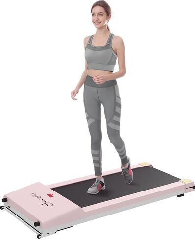 Soozier Under Desk Treadmill, Portable Walking Pad with Remote Control, LED Display, Foldable Wheels, 264 lbs Weight Capacity, White in Saudi Arabia