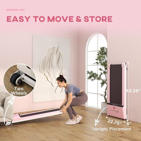Soozier Under Desk Treadmill, Portable Walking Pad with Remote Control, LED Display, Foldable Wheels, 264 lbs Weight Capacity, White in Saudi Arabia