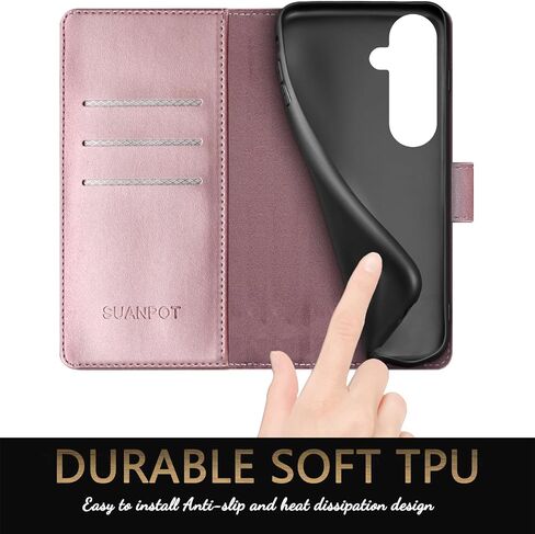 SUANPOT متوافق مع Samsung Galaxy S25 Plus Wallet مع حامل بطاقة الائتمان RFID ، Flip Book Pu Leather Protection Women Men for Samsung S25 Plus Phone Case Brown Light in Kuwait