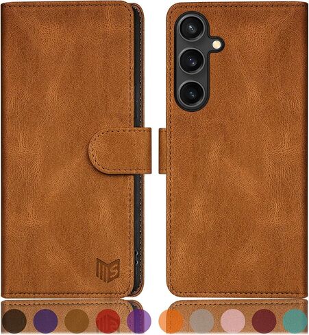 SUANPOT متوافق مع Samsung Galaxy S25 Plus Wallet مع حامل بطاقة الائتمان RFID ، Flip Book Pu Leather Protection Women Men for Samsung S25 Plus Phone Case Brown Light in Kuwait