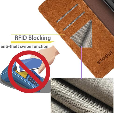 SUANPOT متوافق مع Samsung Galaxy S25 Plus Wallet مع حامل بطاقة الائتمان RFID ، Flip Book Pu Leather Protection Women Men for Samsung S25 Plus Phone Case Brown Light in Kuwait